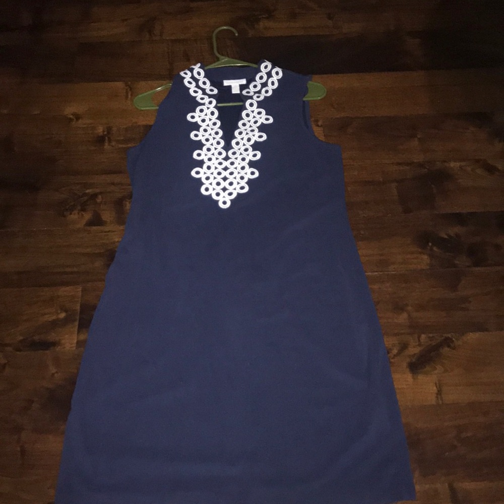 Navy blue and white dress